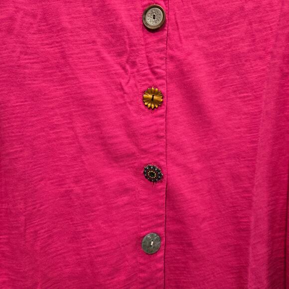 Soft Surroundings Delia Fuschia Button Front Top Size Small - Picture 4 of 6